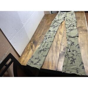 Rockstar Original Jeans Mens Small Camo Flare Stretch Denim Distressed Cargo